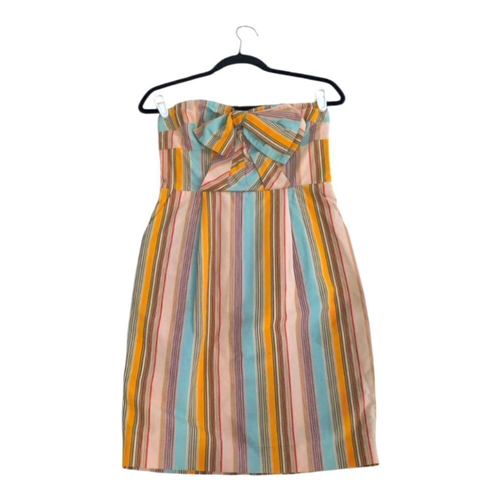 Moulinette Soeurs Anthropologie Strapless Dress with Pastel Stripes Sz 4